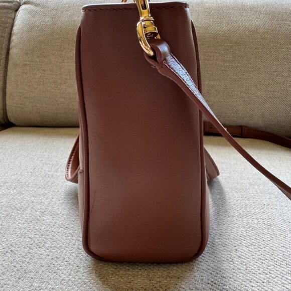 Tory Burch Eleanor Satchel smooth leather color Brown with gold tone logo - Picture 6 of 8